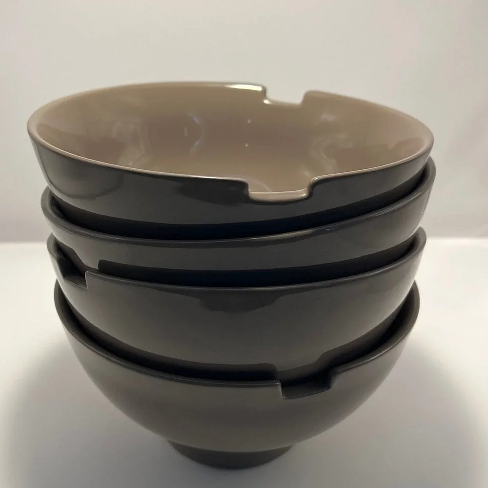 4 PIER1 NOODLE RICE BOWLS Indents‎ for Chopsticks Ramen Udon Cooking Serving